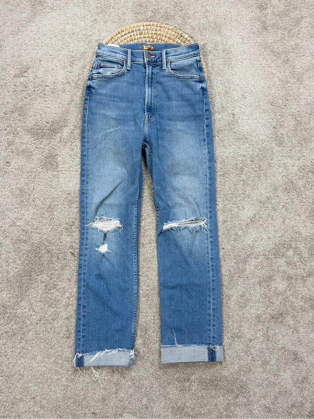 MOTHER Women’s High Waisted Raider Ankle Fray Jeans in Party Like A Pirate 26 - Picture 3 of 15